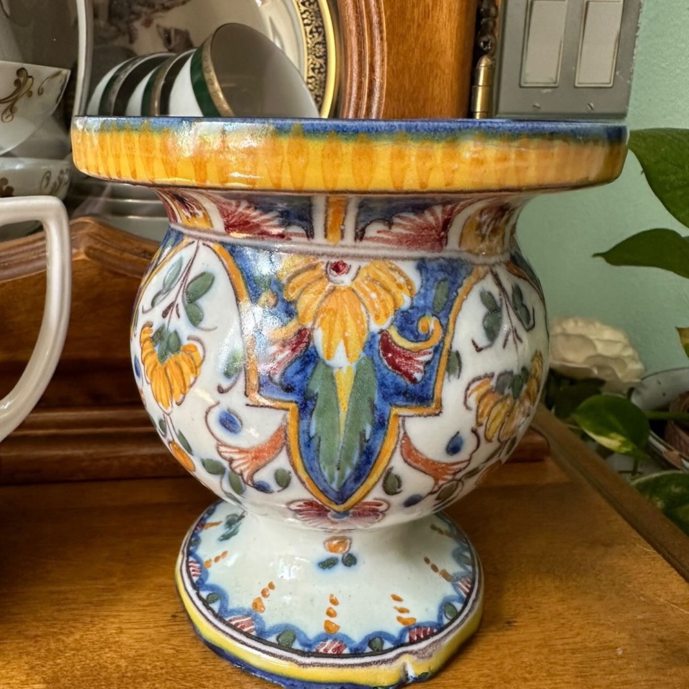 Ceramic Vintage Handpainted Vase. Signed by artist